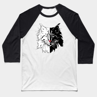 cat Maine Coon in white vs black background Baseball T-Shirt